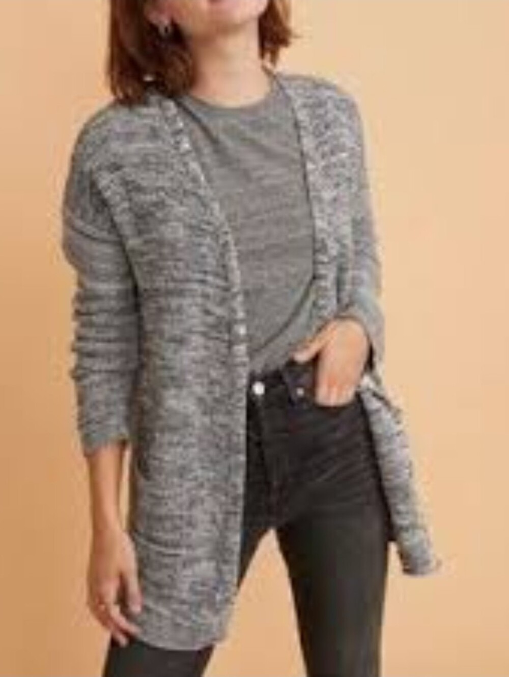 Marine Layer Gray Marled Open Front Cardigan Sweater 100% Cotton- M#22